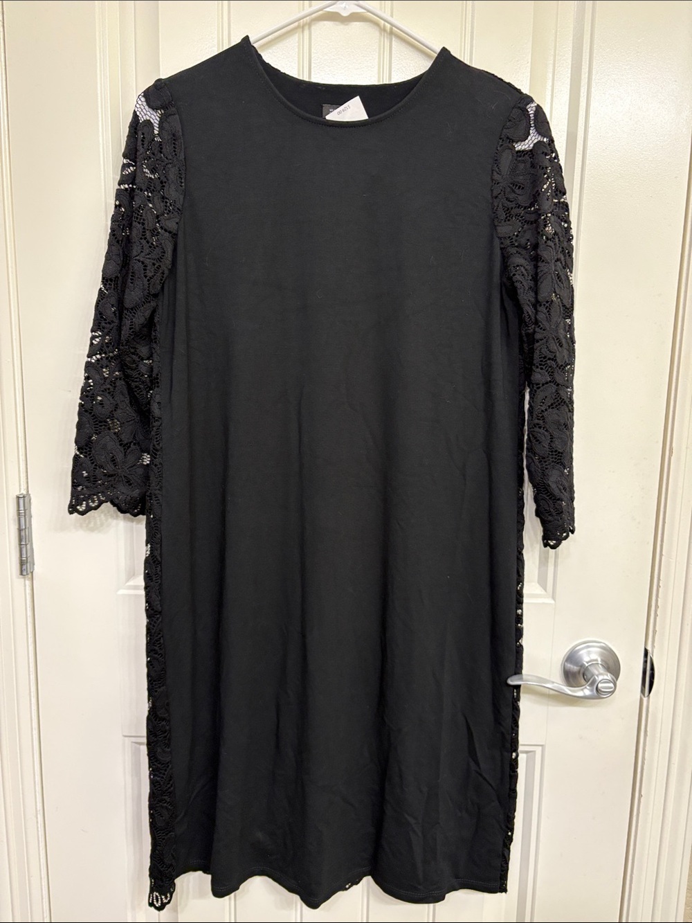 NWT J. Jill Black Shift Dress with Lace Sleeves